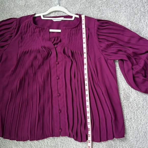 Nine West Pleated Pink/Purple Pleated Blouse Size L - Picture 5 of 7